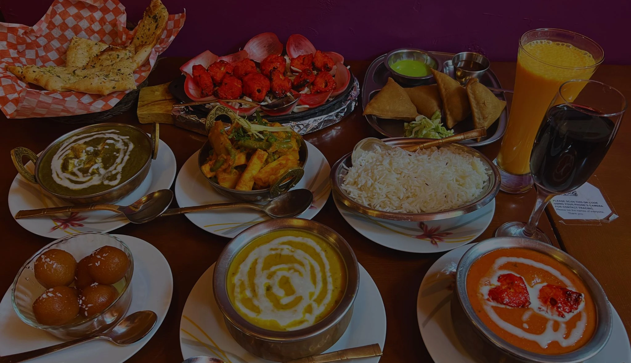 Indian and Nepalese curries with naan and saffron rice at Sagarmatha Curry Palace, Hamilton
